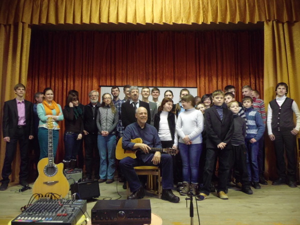 Alan with students from music school