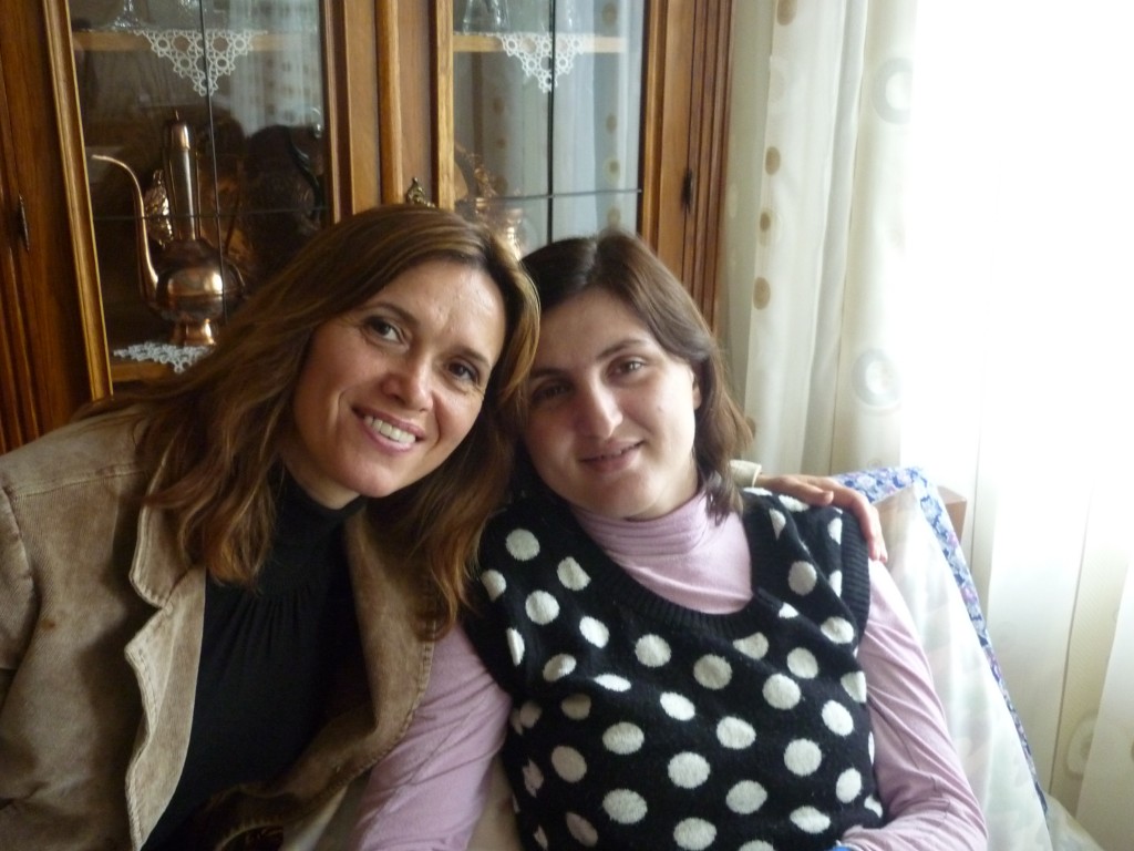 Vlora Oruqi (left) introduced us to HandiKos who provides services to paralyzed persons in Kosovo. She is seen here with Nerxhivan.